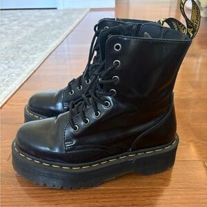 Doc Martens Black Leather Platform Combat Boots